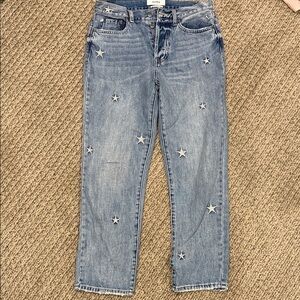Pistola Light Blue Straight Leg Jeans with Star Embellishments